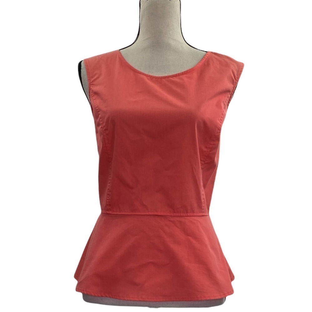 ZAC & Rachel Coral Pink Sleeveless Peplum Tie Waist Tank Top Blouse